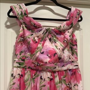 Adrianna Papell Floral Pink and Green Maxi Dress